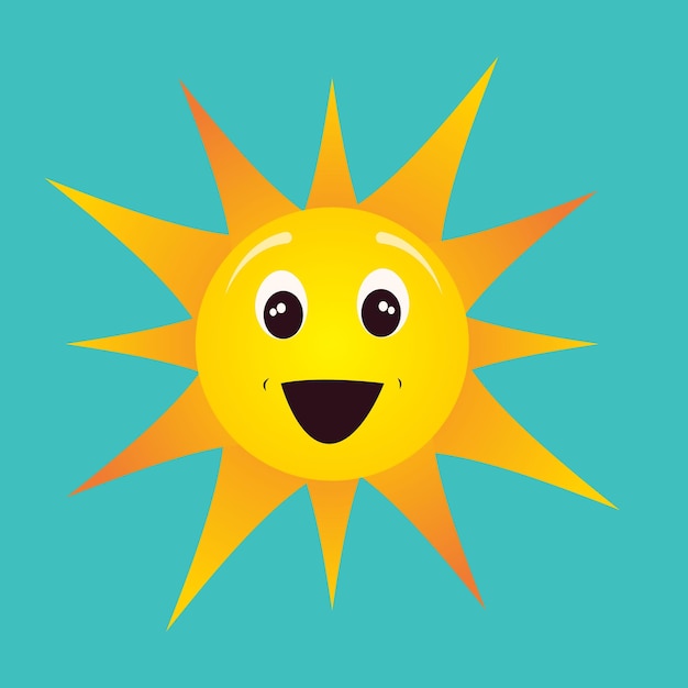 Sunshine cartoon character of a smiling sun in the sky