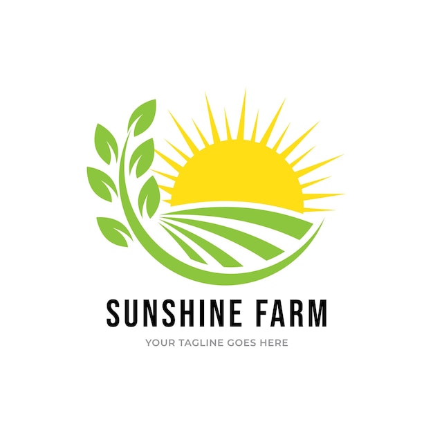 Disegno del logo della fattoria della famiglia sunshine.