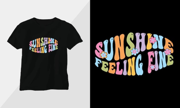 Вектор Солнечный свет чувствует себя хорошо ретро groovy вдохновляющая футболка дизайн с ретро стилем