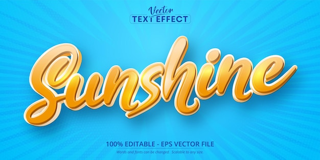 Sunshine tekst cartoon stijl bewerkbaar teksteffect