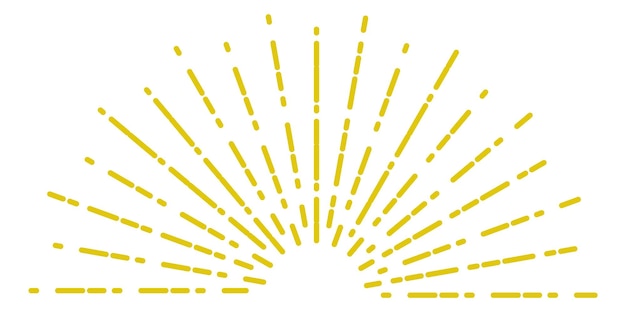 빈티지 라인 스타일의 햇살 흰색 배경에 고립 된 점선 광선