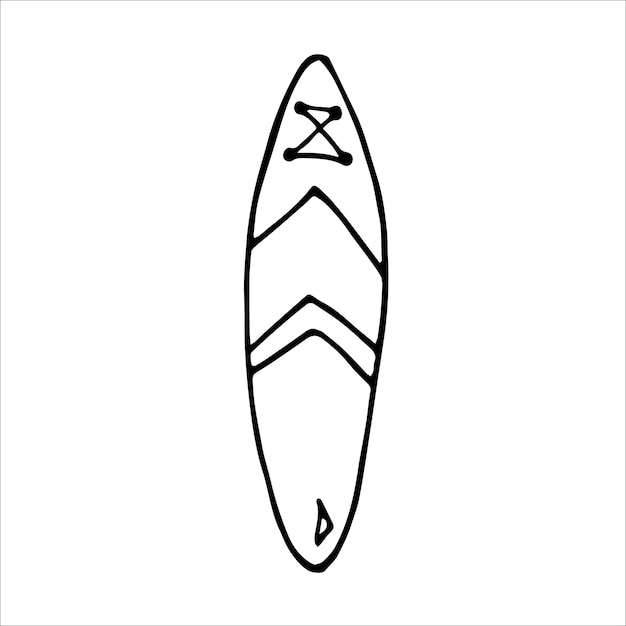 Tavola sup per il surf in stile doodle illustrazione vettoriale isolata su bianco