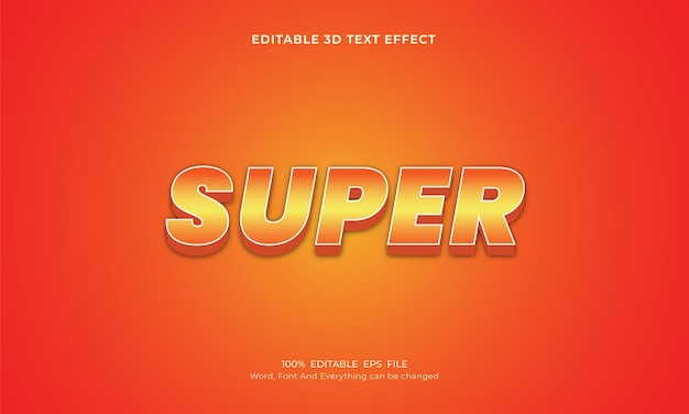 Super 3d editable text effect template premium vector