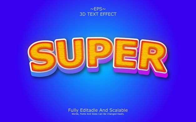 Vector super 3d editable text effect template