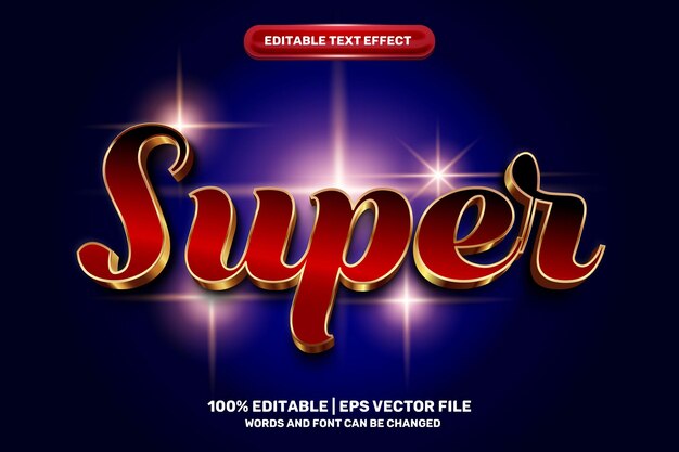 Super 3d editable text effect vector