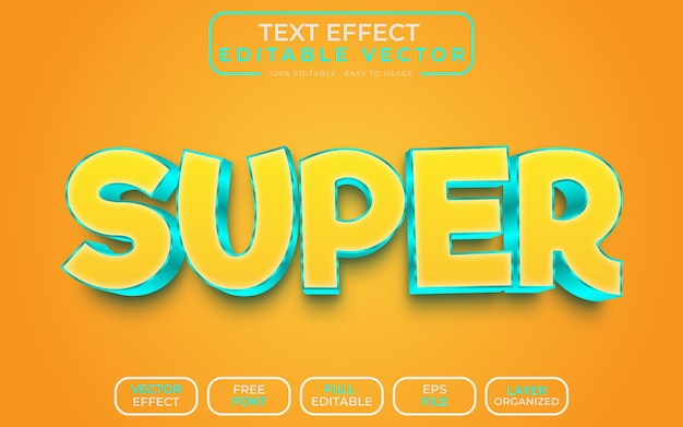 Super 3D Text Effect Editable EPS Vector File