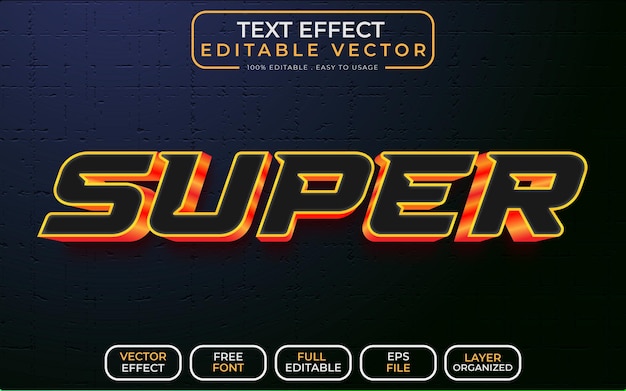 Super 3d text effect editable eps vector file