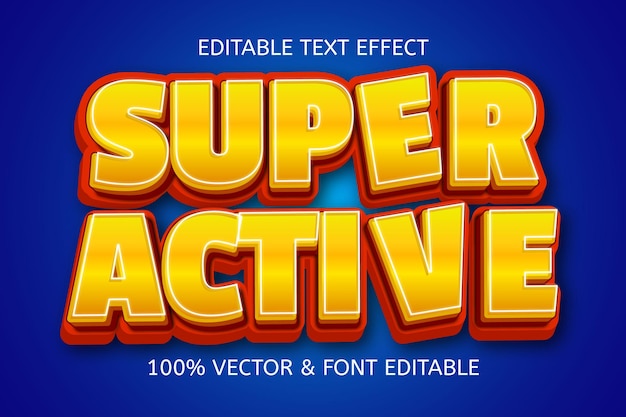 Super active style cartoon editable text effect