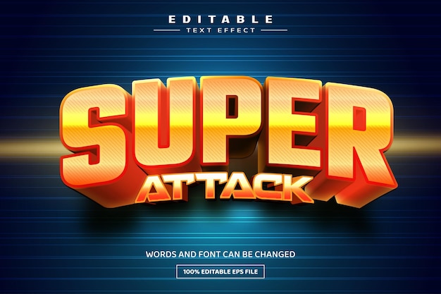 Шаблон редактируемого текстового эффекта super attack 3d