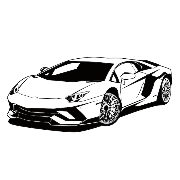 Super auto overzicht zwart-wit vector design