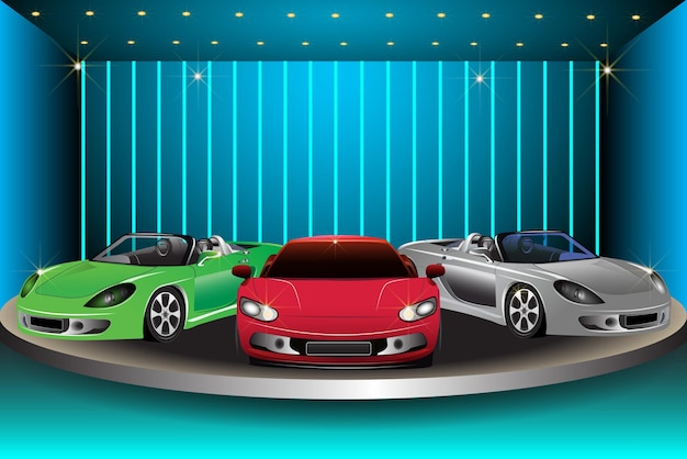 Vector super auto showroom