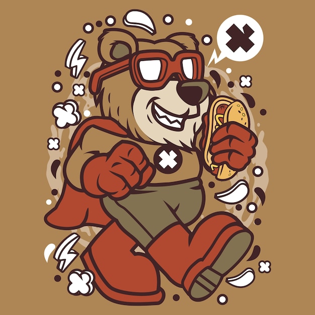 Vector super bear cartoon