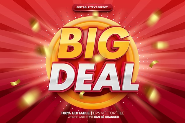 Super big deal promo 3d effetto di testo modificabile