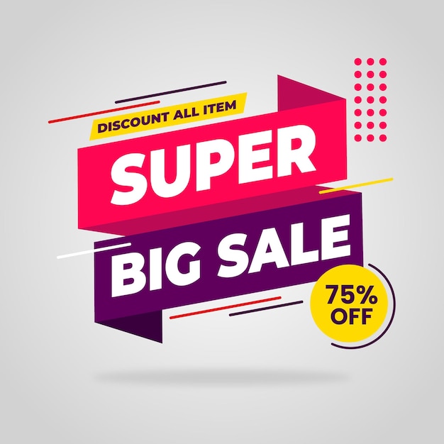 Шаблон рекламного баннера со скидкой Super Big Sale