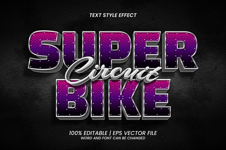 Vector super bike circuit editable text effect