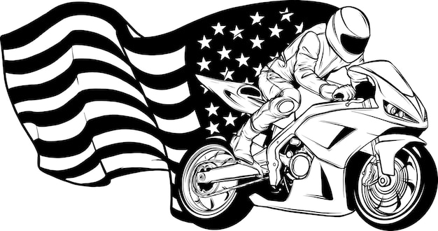 Super bike rider in outline icon vector illustration