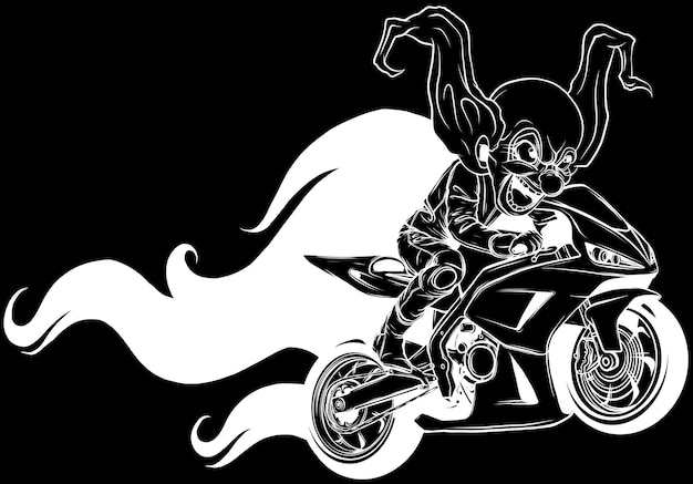 Super bike rider in outline icon vector illustration