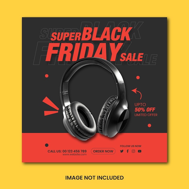 Шаблон поста в социальных сетях о распродаже Super Black Friday