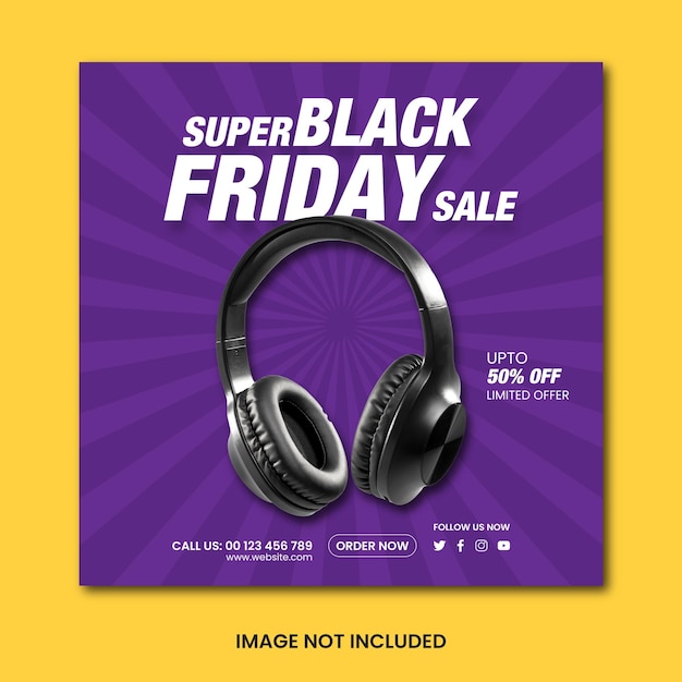 Super Black Friday-uitverkoop sociale media-postsjabloon