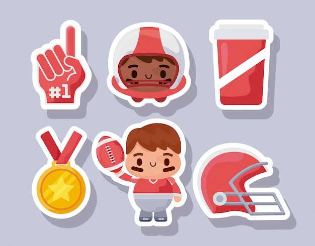 Super bowl icon set stickers illustration