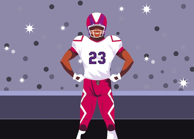 Super bowl player with helmet in front of grandstand illustration