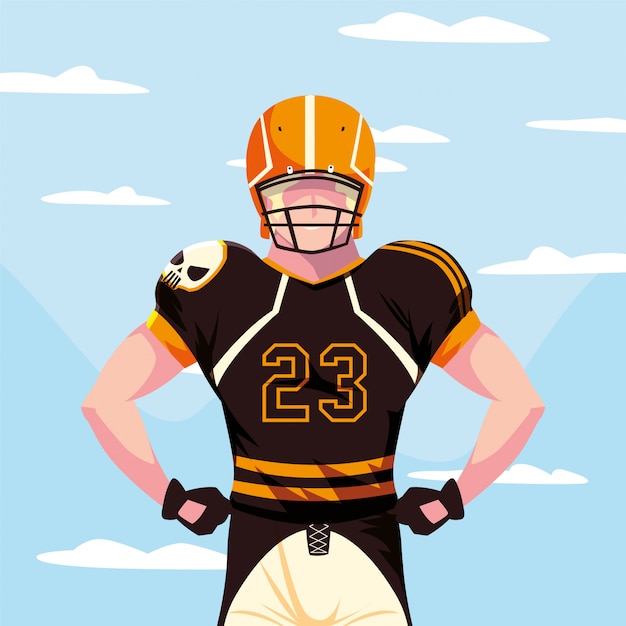 Super bowl player with helmet illustration