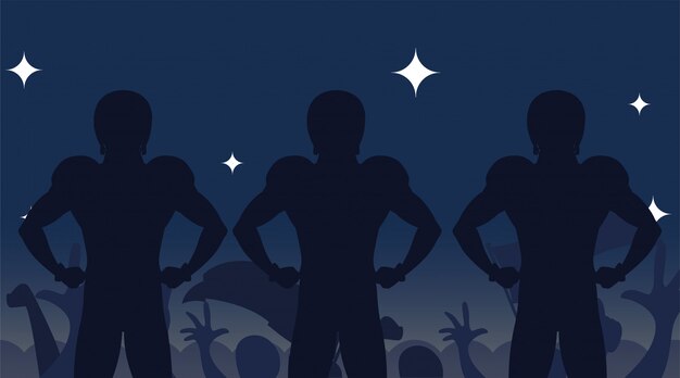 Super bowl spelers silhouetten illustratie