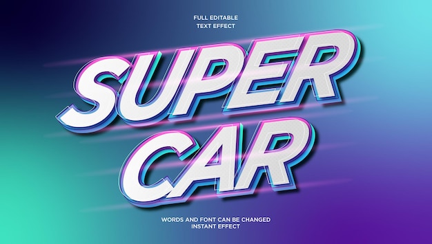 Стиль редактируемого текстового эффекта Super Car 3D