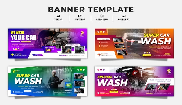 Super Car Wash Banner Template For Promotion