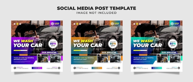 スーパーカーウォッシュと販売ソーシャルメディア投稿チラシとバナーテンプレートの詳細