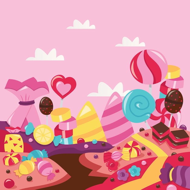 Vector super cheerful whimsical candy land