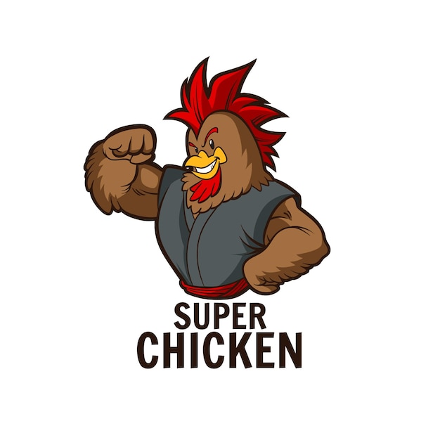 Vector super chicken mascot illustration