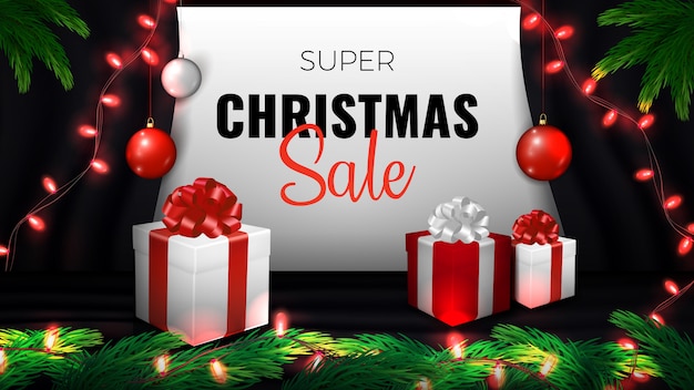 Vector super christmas sale banner.