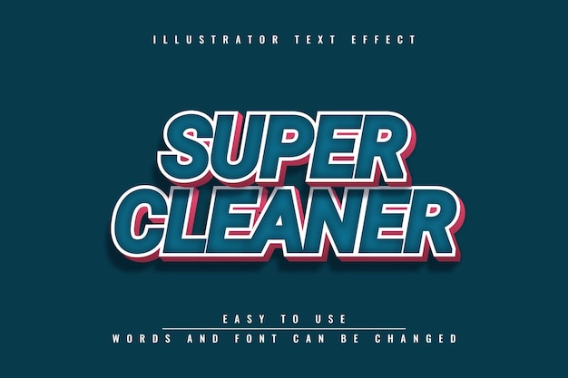 Super cleaner bewerkbaar 3d-teksteffect sjabloonontwerp