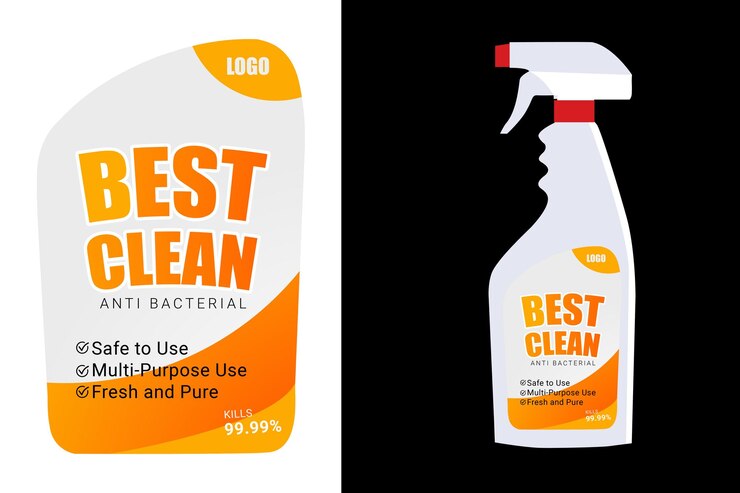 Vector super cleaning spray bottle label design modern organic template label design packaging design