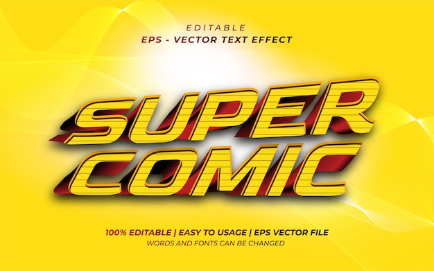 Super comic text effect in 3d style