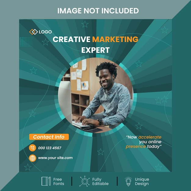 Super creative marketing expert social media ad post premium vector