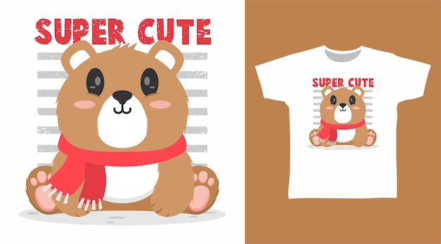 Tシャツのデザインのための超かわいいクマの漫画