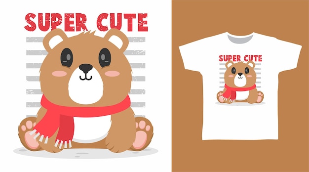 Super cute bear cartoon for t shirt design