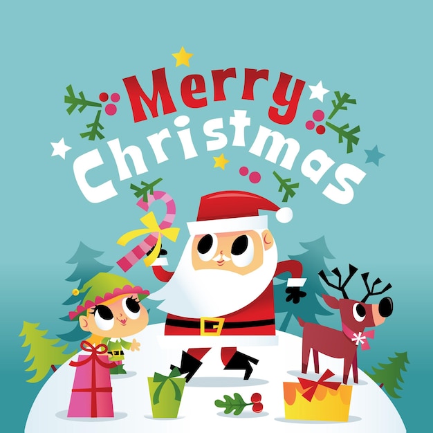 Super cute merry christmas winter santa friends