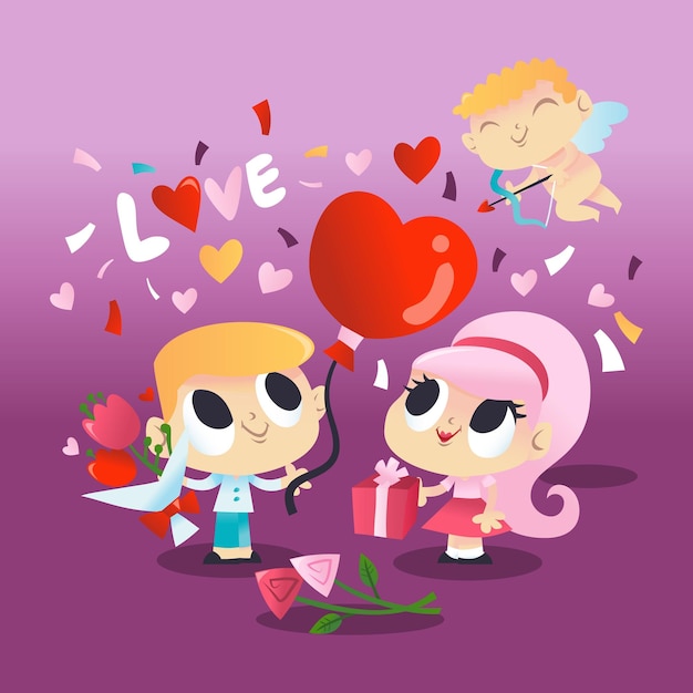 Super Cute Valentine's Day Couple With Cupid