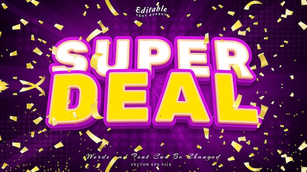 Vector super deal editable text effect 3d style