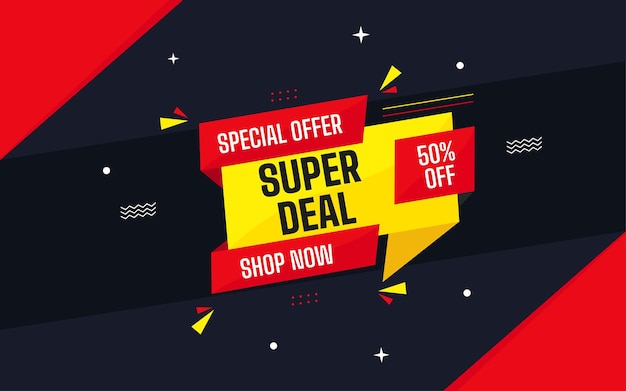 Banner di vendita di offerte speciali super deal con effetto di testo modificabile