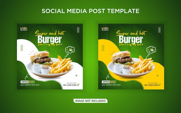 Super delicious burger social media banner