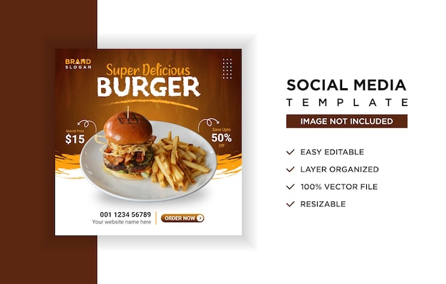 Super delicious burger social media post