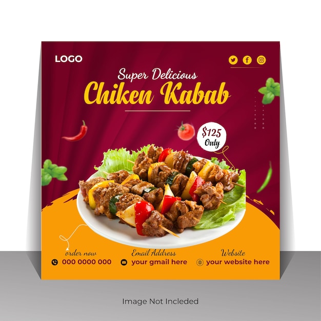 super delicious chicken kabob Food Poster Design