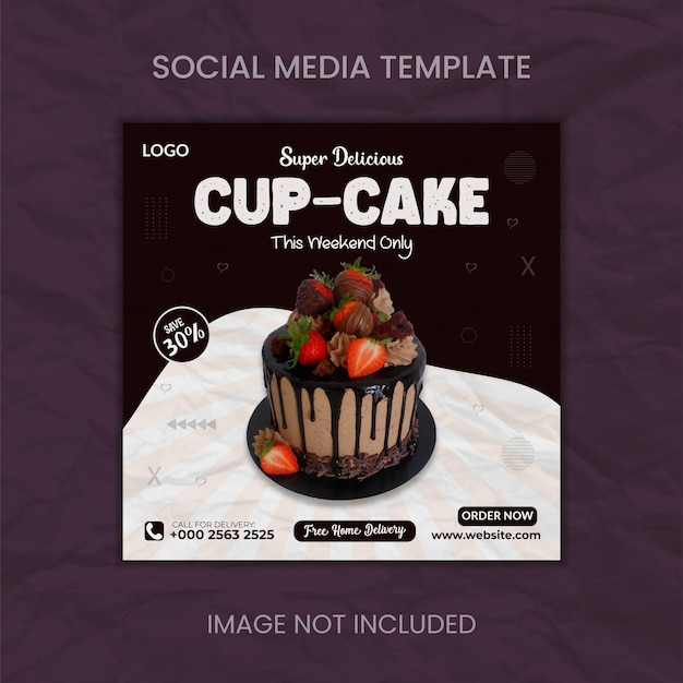 Super delicious cupcake en icecream social media post en banner template
