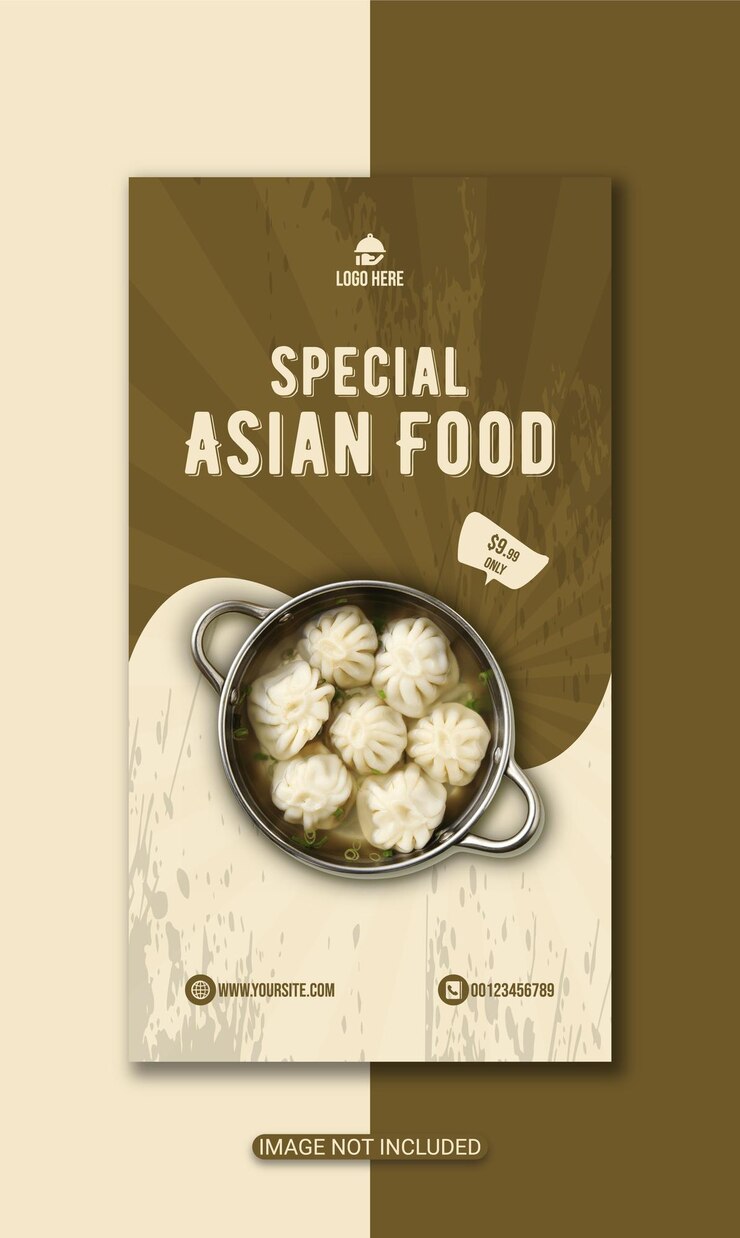 Vector super delicious food asian menu instagram post design
