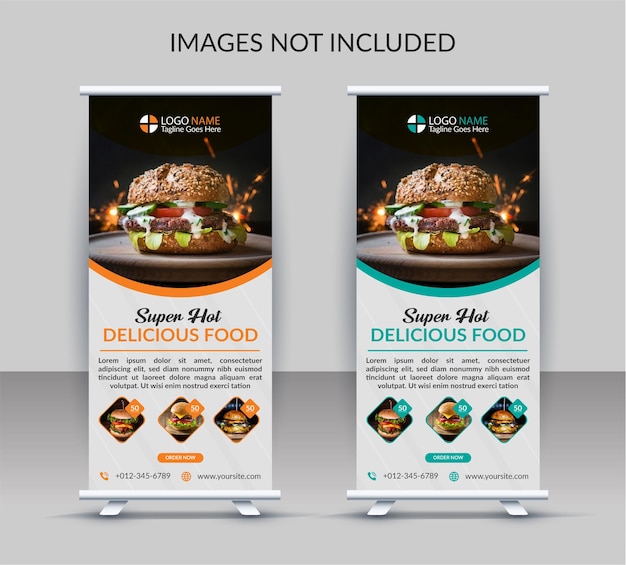 Super delicious food burger roll up banner template