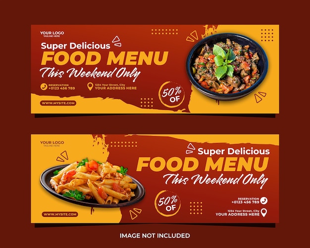 Super delicious food menu banner template design